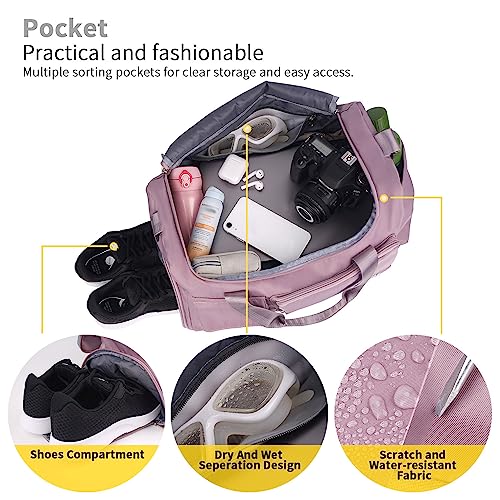 FIORETTO Womens Mens Sports Gym Bag Duffle Bag with Shoes Compartment - Image 3