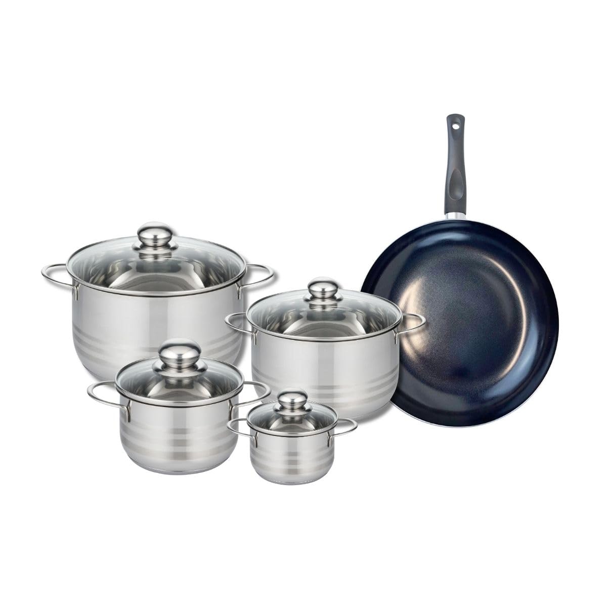 Batterie de cuisine induction poêle 28 cm faitout inox ELO 5 pcs