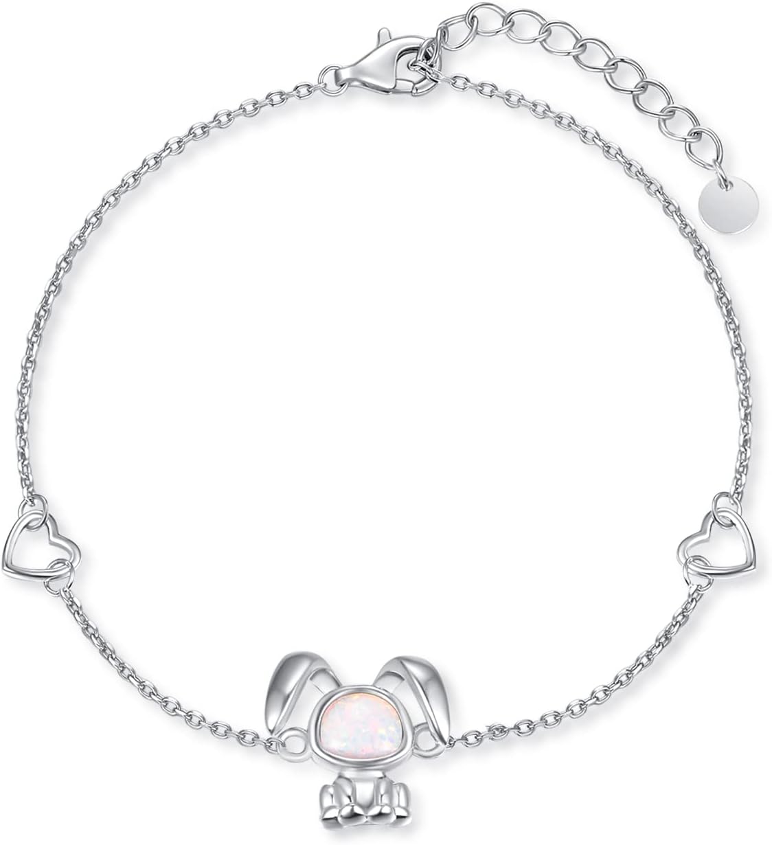 Palpitate Frog/Rabbit Bracelet 925 Sterling Silver Opal Jewelry Cute Animals Christmas Gifts for Women Her Adjustable Chain