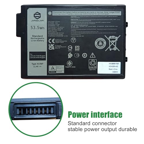 Image of XVJNP 451-BCWQ Laptop Battery Replacement for Dell Latitude 5430 7330 Rugged Extreme Pro Rugged 14 RB14250 13 RA13250 P148G P149G Series G6M0W 0G6M0W 6JRCP 06JRCP 0M0TN3 KD1CT 11.4V 53.5Wh