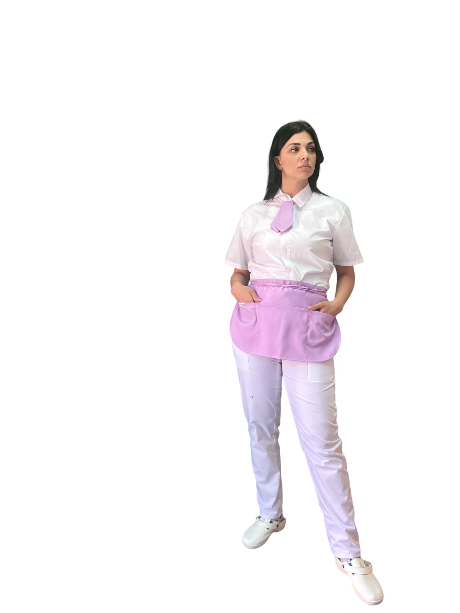 Tablier court de cuisine, 50 pièces, broderie gratuite, différentes couleurs, pour bar, restaurant, hôtel, uniforme de travail, homme, femme, fabriqué en Italie, lilas, Taille Unique