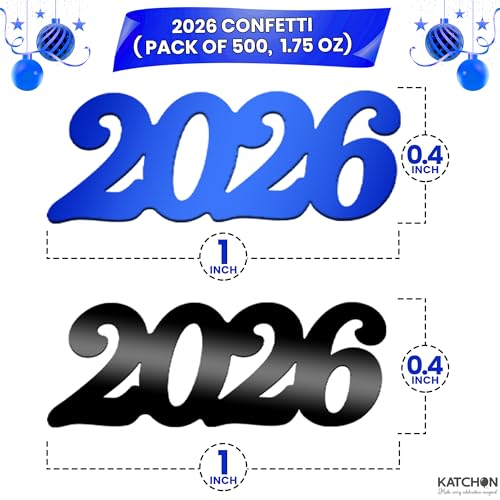 Image of Blue and Black 2026 Confetti - Pack of 500 | Graduation Confetti Class of 2026, Graduation Decorations 2026 | Grad Party Supplies, Grad Party Decorations 2026 | Prom Decorations 2026, KatchOn