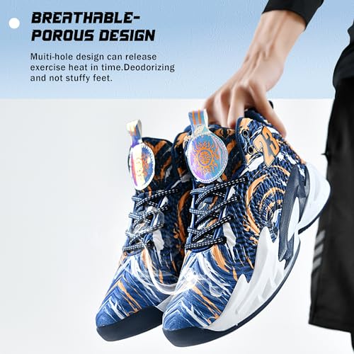 Image of Men's Basketball Shoes Fashionable Breathable Anti Slip Sports Shoes Outdoor Running Fitness Training Shoes