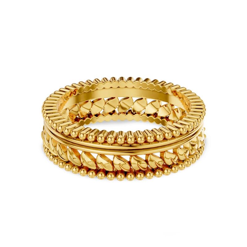 Image of KISNA 9KT / 14KT / 18KT Leaf Harmony Yellow Gold Band For Women | S14