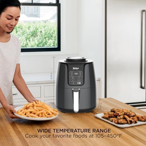 Ninja Air Fryer, 4 QT Capacity, 4 in 1 Roast, Crisp, Reheats and Dehydrates, Dishwasher Safe Parts, 105 F to 400 F, 1550 Watt, Grey, 1 Count - 4