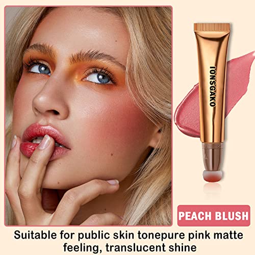 Blush Beauty Wand Soft Cream Liquid Blush Wand With Cushion Applicator, Lightweight And Silky, Natural Matte Finish, Cream Liquid Blush Stick For Cheek Face Blush Makeup - 03#Peach Blush #TOP1