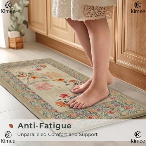 Image of VANZAVANZU KIMEE Decorative Floral Entrance Non-Slip Kitchen mat Rug - 40x60cm & 120x60cm Water absoring Washable Dirt Trapper - Non-Slip Durable Runner for Kitchen, Hallway & Indoor /Outdoor Use