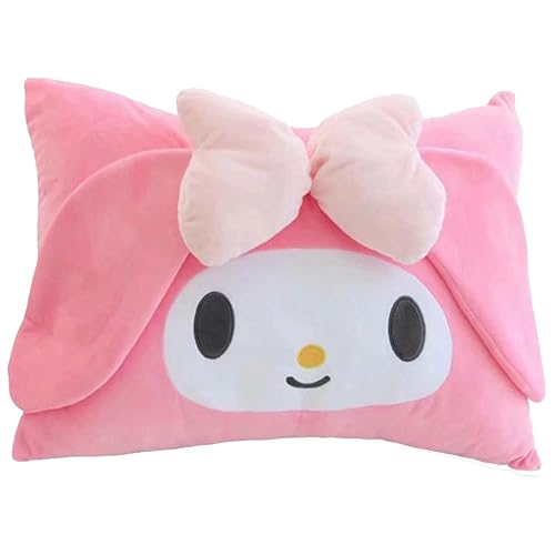 Teyeuf Pink Bow Pillow Cover for Girls Dorm Room Decor, Cute Kawaii Soft Cotton Pillowcase 