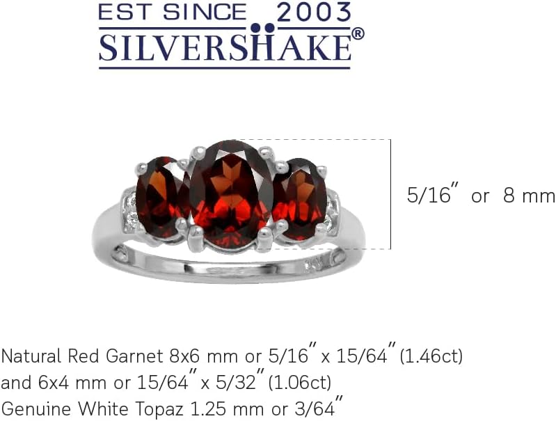 Silvershake 3-Stone Oval Shape Birthstone Gemstone White Gold Plated or Yellow Gold Plated 925 Sterling Silver Classic Statement Ring Jewelry for Women - Image 3