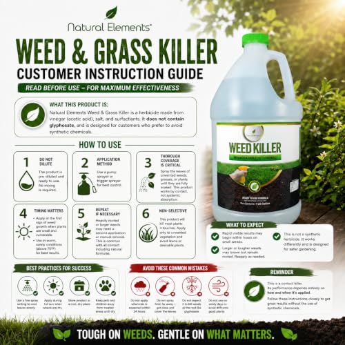 Image of Natural Elements Weed Killer | Pet Safe, Safe Around Children | Natural Herbicide (1 Gallon)