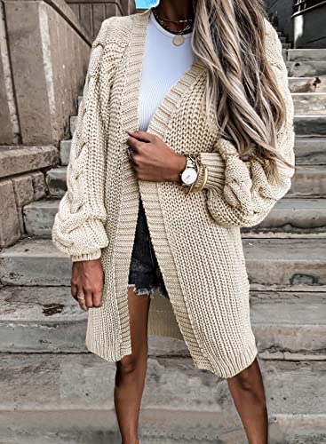 Dokotoo Womens Plus Size Ladies Long Cardigan Sweaters For Women Long Sleeve Open Front Chunky Cable Knit Outwear Winter Fall Soft Warm Cozy Casual Coats Brown Xx-Large #TOP14