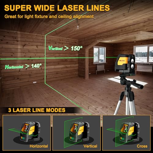 Image of Prexiso Laser Level with Tripod, IP54 Professional 150 Wide Angle - 100Ft Cross Laser Line Tool for Construction, Ceiling Alignment, Floor Tile