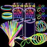 Ammy Glow 200 Premium-Knicklichter für Kinder, mit Steckverbindern, Partyzubehör, Notfalllichter, Neonleucht-Armbänder, Halsketten für Kinder, Camping-Zubehör (200 Stück) (Pack of 200)