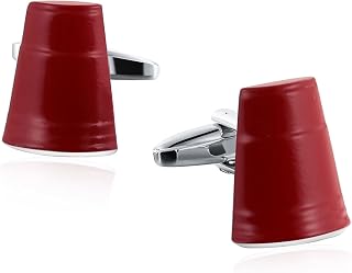Gemelos de acero inoxidable irregulares forma cuadrada Cufflinks Set para camisa de boda, color rojo, acero inoxidable, Sin circonitas