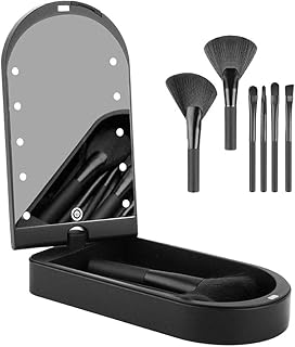 Caja de espejo de maquillaje plegable portáti...
