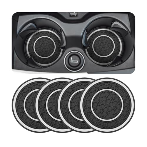 Image of Osilly Car Coasters for Cup Holder, 2.75 Inch No-Slip Anti Dust Insert Coaster, Universal Auto Waterproof Coasters Silicon Insulation Cup Mats for Woman Man, Suit for Vehicle (Black /White, 4PCS)