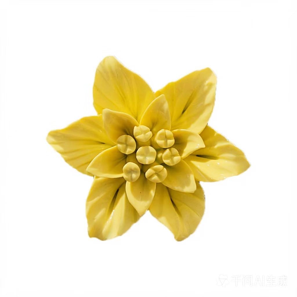 Amerry Gardenia,Yellow,2.76 ",Ceramic Wall Flower Decor Artificial 3D Flower Wall Art，Handmade 3D Wall Art Hanging Sculpture， Porcelain Flower Wall Décor (Gardenia,Yellow,2.76")