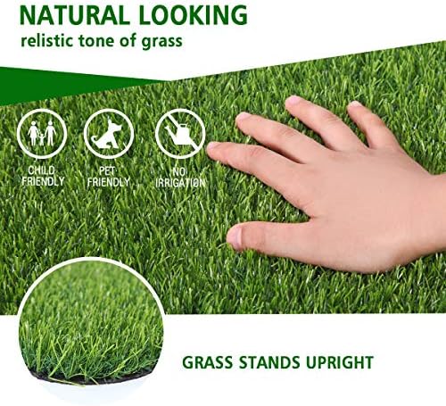 ITSOFT Artificial Grass Mat Non-slip Door Mat Shoes Scraper Entrance Rug for Front Door Indoor Outdoor Synthetic Lawn Rug, 60 x 90 cm