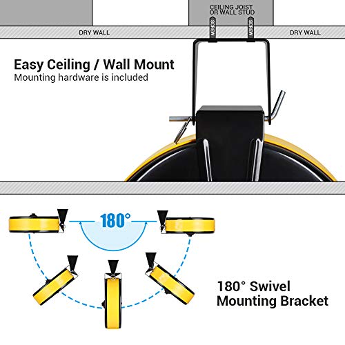 Dewenwils 30 Ft Retractable Extension Cord Reel, Ceiling/Wall Mount 16/3 Gauge Sjtw Power Cord With 3 Electrical Outlets Pigtail For Garage And Shop, 10 Amp Circuit Breaker, Metal Plate, Etl Listed #TOP4