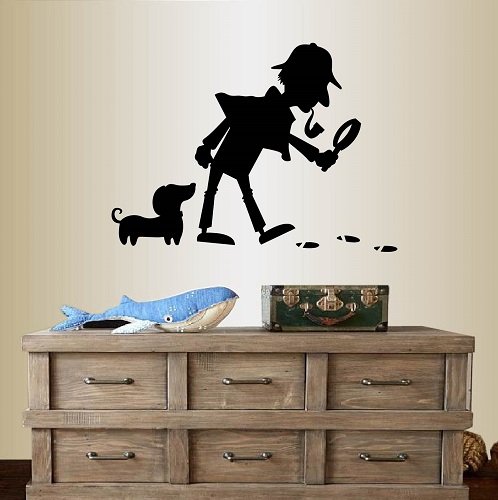 Vinilo Decorativo Infantíl Detective y Perro miniatura 1