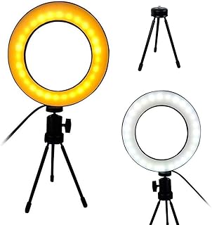 Ring Light Iluminador LED Tripe Usb Luz Quente/Fria Mesa Portatil Controle  