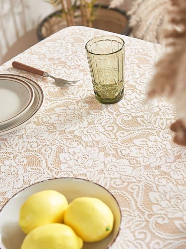 Nappe anniversaire fleurie blanche 150 x 220 cm pour table rectangulaire