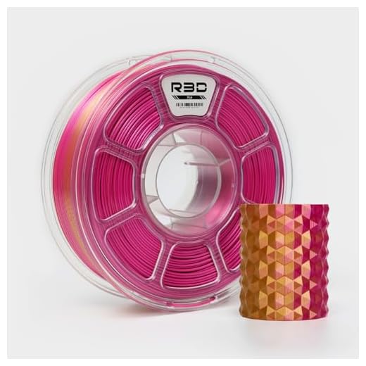 R3D Dual Color Silk PLA Filament, Co-Extrusion 3D Printer Filament 1.75mm, 30-370 mm/s High Speed PLA, Dimensional Accuracy +/- 0.02 mm, 1KG Plastic Spool (Silk Rose Red-Gold)