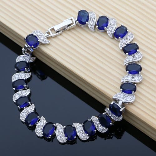 Image of LMXXVJ Fashion Tennis Bracelet Created Emerald White Gold Plated Charm Bracelet Gifts Jewelry for Women