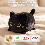 Mewaii Schwarze Katze Plüschkissen 20CM Weiches Kawaii Kuscheltier für Kinder,Niedliches Katze Plüschtier,Perfektes Kuschelkissen und Geschenk