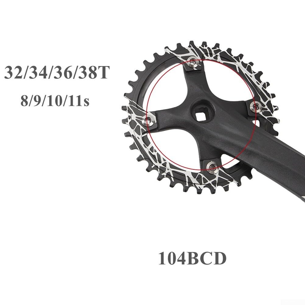 Guarnitura per bici a velocità singola, 32/34/36/38T, in lega di alluminio, quadrata, accessorio di ricambio per mountain bike e bici da strada (manovella + 32T)