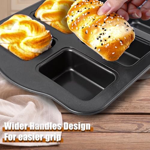 Carbon Steel Mini Loaf Pans 2 Pack, 8x2 Non-Stick Square Small Cornbread Loaf Pan for Baking Bread Banana & Brownies - Thumbnail 4