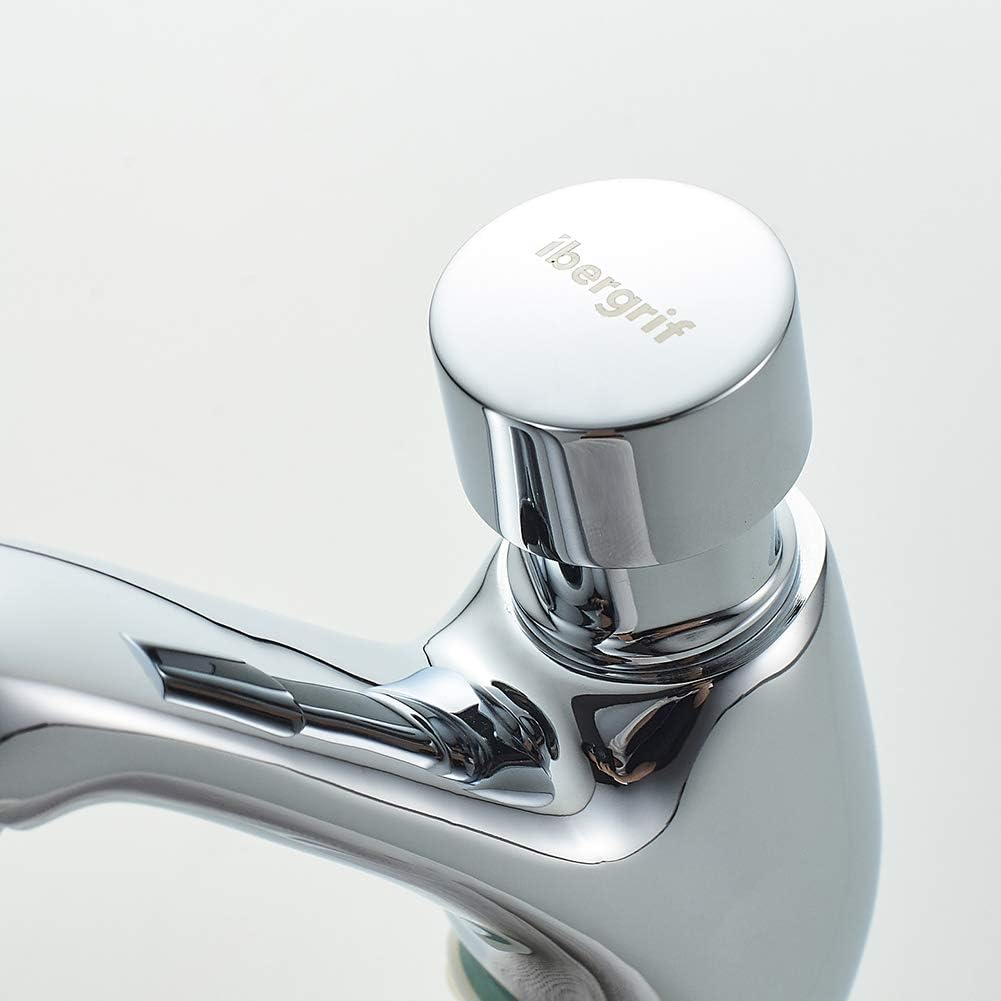Close-up of the Ibergrif logo on the tap's push button