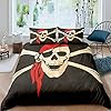 Erosebridal Sugar Skull Comforter Cover Youth Pirate Duvet Cover for Kids Teens Boys Girls Adults Adventure Nautical… 519bG7HPElL. SS100