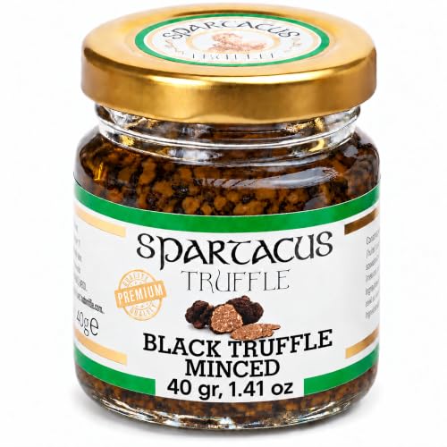 Spartacus Truffle Trufa negra picada en aceite de oliva, 40g | Lista para mezclar y dosificar | Para pasta, risotto, salsas y entrantes