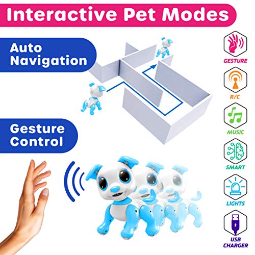 Power Your Fun PF-ROBDOG-BLU1 Robo Pets Robot Dog Toy For Girls And Boys - Remote Control Robot Toy Puppy With Leds, Sound Fx, Interactive Hand Motion Gestures, Stem Toy Program Treats, Dancing And Walking Rc Robot For Kids thumb #4