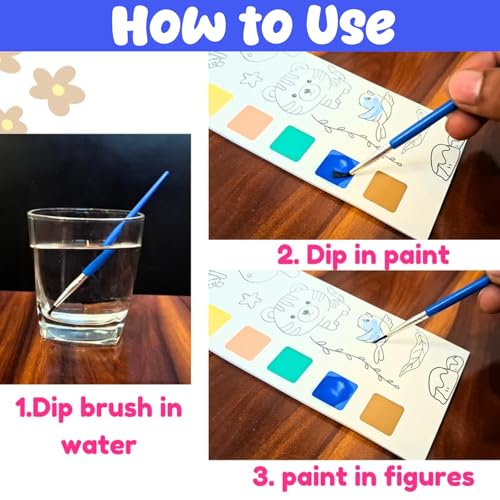 Image of SNAPTRON DIY Return Gifts for Kids Birthday - 6Pcs Water Paint Book with Brush, Return Gifts for Kids, Coloring Books with Water Paint Color in Each Sheet, DIY Drawing Book, Best Return Gifts