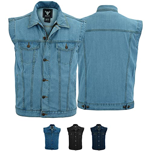 Gilet de moto homme en coton résistant gilet en jean avec col pour motard vintage et classique