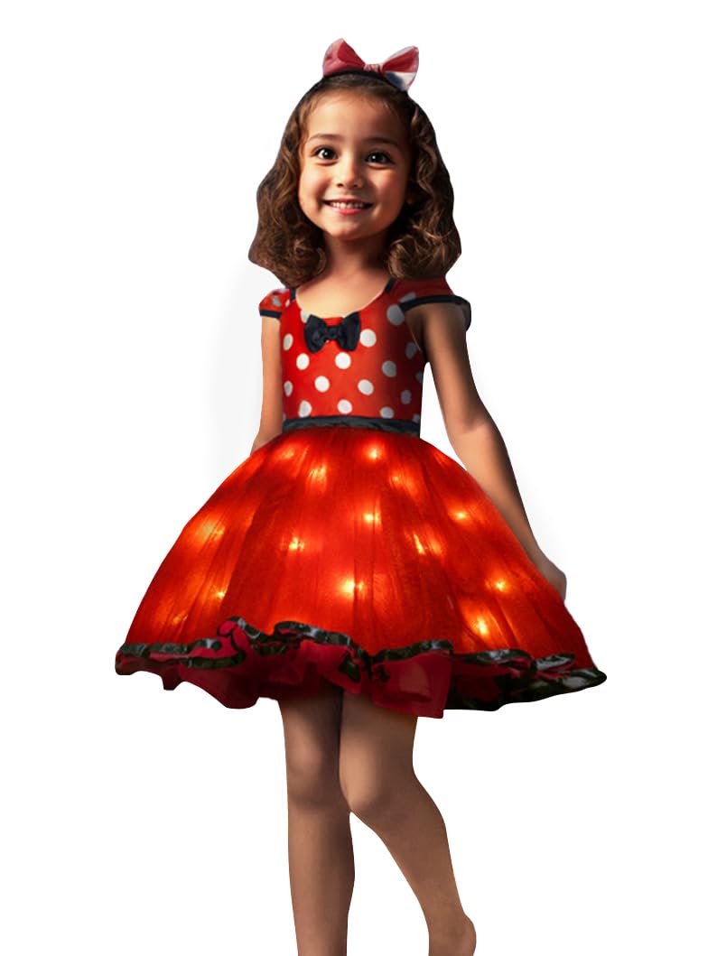 Light Up Baby Girls Dress Up Clothes Toddler Halloween Costume Birthday House Cosplay Bebe Party Outfit Red