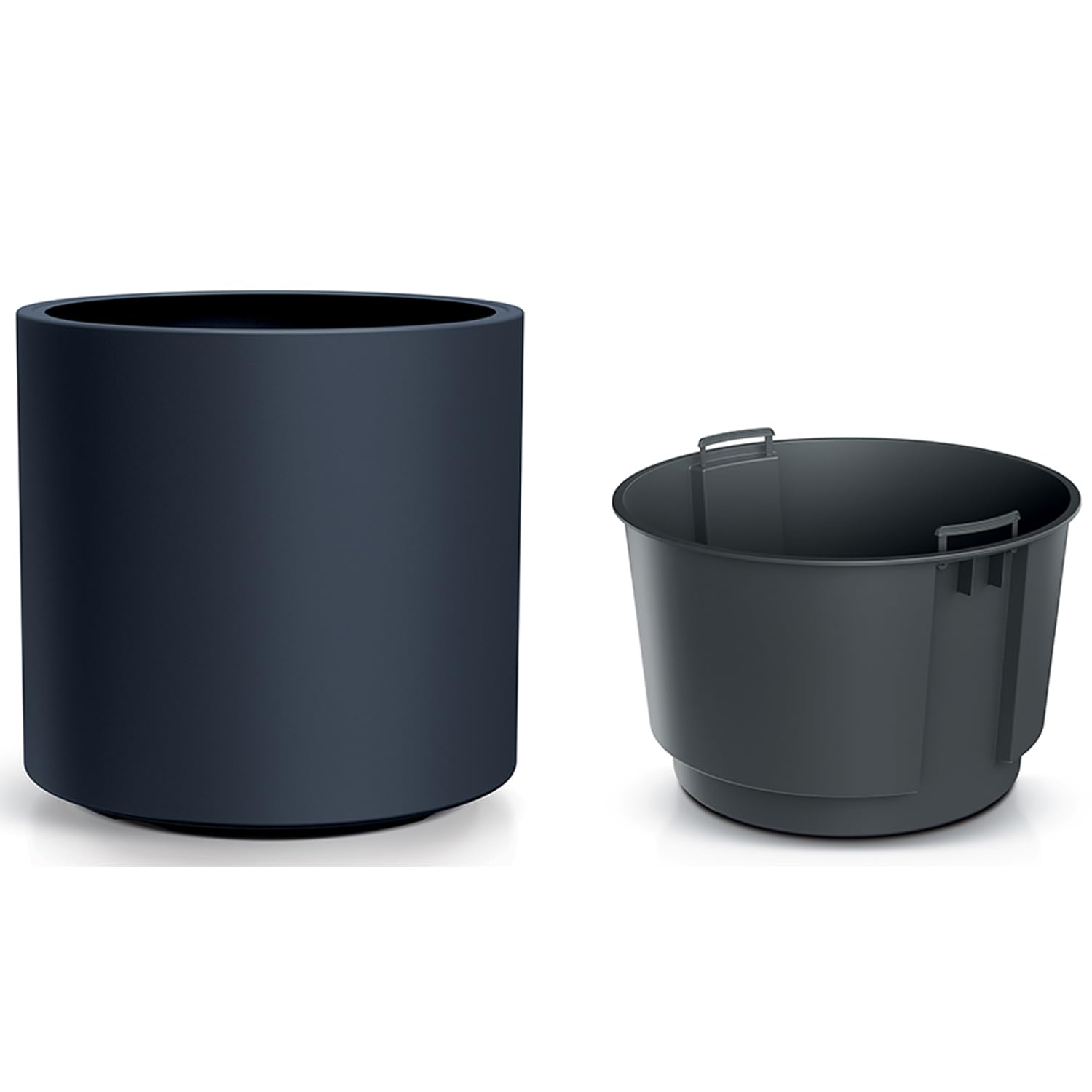 Prosperplast Heos Vorstvrije Bloempot met Inzet Wit 45cm | Grote Kunststof Plantenbak voor Binnen en Buiten | UV- en Weerbestendig | Modern Cilindrisch Design voor Tuin en Interieur