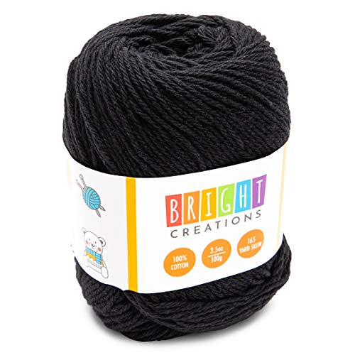 image for Bright Creations Black Cotton Skeins Yarn for Knitting, Crocheting, Cr