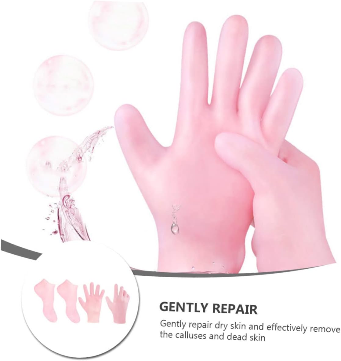 1set Moisturizing Foot Care Socks and Gloves Set Exfoliating and Cracked Skin Treatment Pack Pink Socks for Soft Smooth Skin