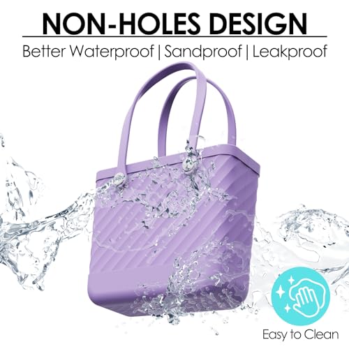 Beach Bag Rubber Tote for Women – Medium Waterproof Sandproof Leakproof with Zipper Pocket for Travel Pool Boat Gym2