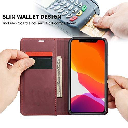Image of ClickCase for Realme Narzo 20 pro Sheepskin Series Faux Soft Leather Wallet Flip Case Kick Stand with Magnetic Closure Lightweight Slim Flip Cover for Realme Narzo 20 pro (Mauve Red)