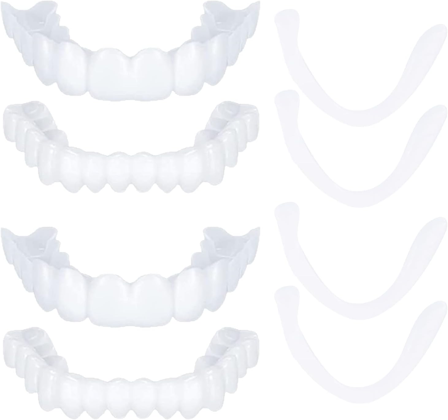 2 Pairs of Quick Veneer Dentures False Teeth Braces Whitening Cosmetic Mouthguard Snap On Smile Teeth Top and Bottom Clip Veneer Teeth Temporary Upper and Lower False Teeth