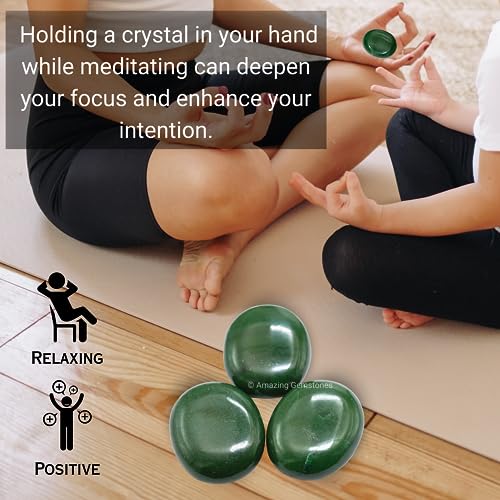 Image of Amazing Gemstone Dark Green Aventurine Crystals and Healing Stones - Large Palm Stone Crystals Piedra - Crystal for Good Luck, Positive Energy, Meditation - Unique Stocking Stuffers, Gifts for Women