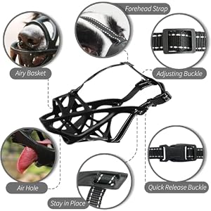 Dog Muzzle, Soft Rubber Safety Basket, Comfortable and Breathable, Adjustable Dog Muzzle Straps to Prevent Eating, Biting and Chewing, Suitable for Small and Medium-Sized Dogs Protective Mask Dog Muzzle, Soft Rubber Safety Basket, Comfortable and Breathable, Adjustable Dog Muzzle Straps to Prevent Eating, Biting and Chewing, Suitable for Small and Medium-Sized Dogs Protective Mask