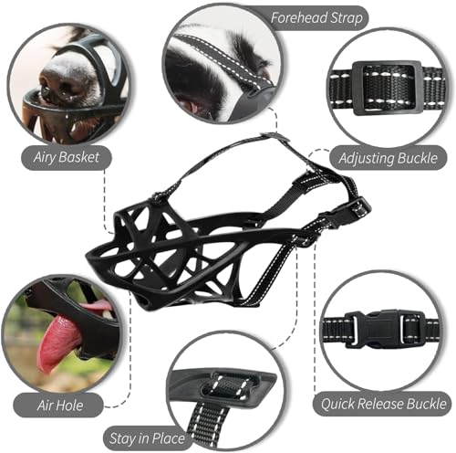 Dog Muzzle, Soft Rubber Safety Basket, Comfortable and Breathable, Adjustable Dog Muzzle Straps to Prevent Eating, Biting and Chewing, Suitable for Small and Medium-Sized Dogs Protective Mask Dog Muzzle, Soft Rubber Safety Basket, Comfortable and Breathable, Adjustable Dog Muzzle Straps to Prevent Eating, Biting and Chewing, Suitable for Small and Medium-Sized Dogs Protective Mask
