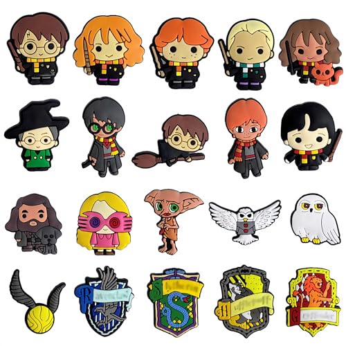 Yezmo Anime Shoe Charms - 20PCS Cute Cartoon Theme Decorations for Girls, Boys, Teens & Women - Harry Party Favor Gifts, Polyvinyl Chloride
