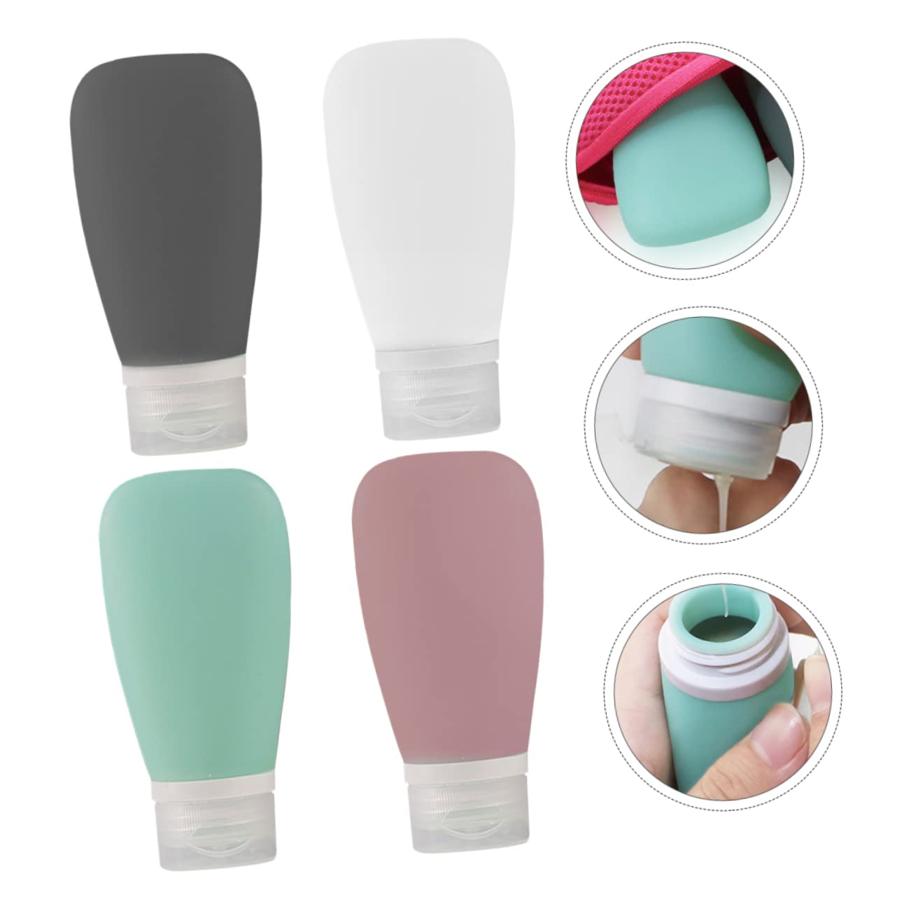 MAGICLULU 40 Piezas Botella de gel de sílice travel bottles shampoo botella comprimible recargable viajar mano loción botellas recargables botella de maquillaje de viaje familiar dispensador