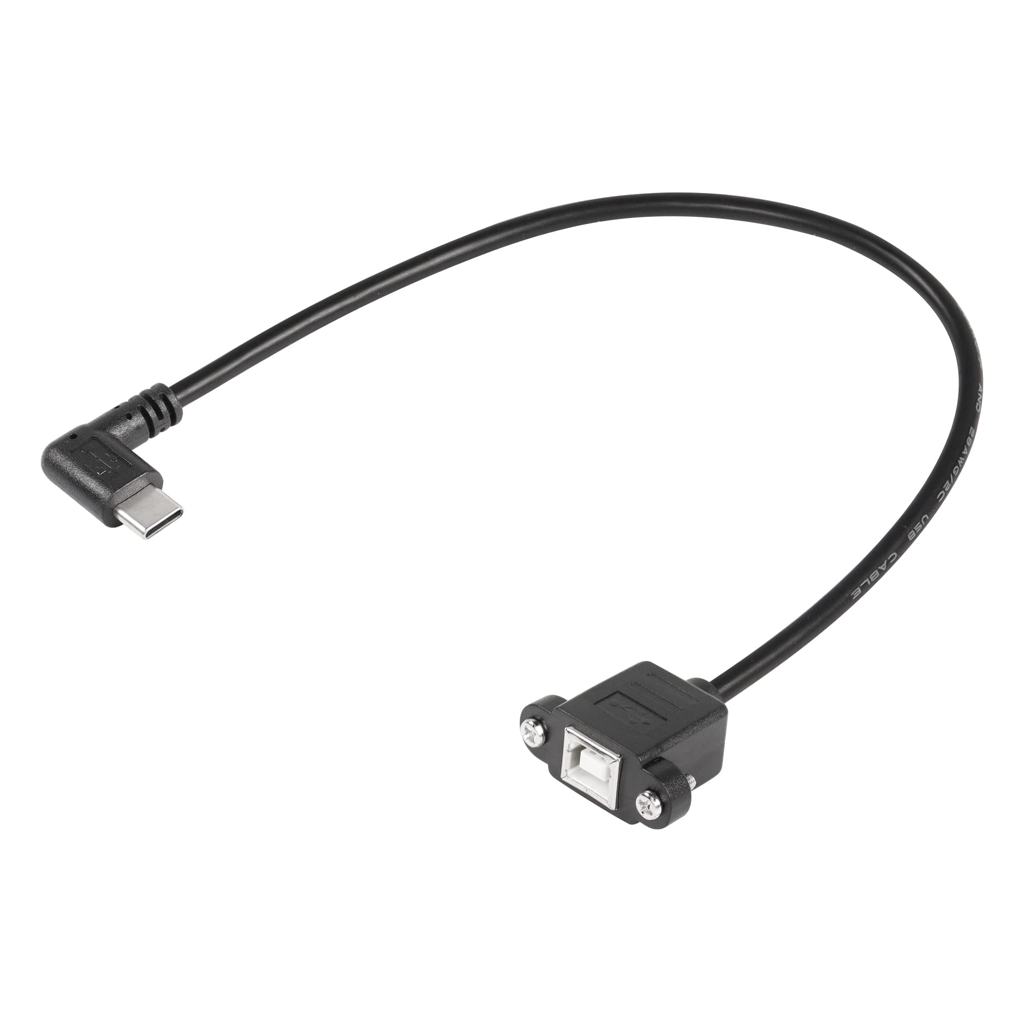 SinLoon USB C Printer Cable, USB C to USB B Printer Cable, USB B 2.0 Female to USB C Male Printer Cable with Panel Mount Screw Holes for Printers, MIDI Controller DJ Controller(Panel Mount I 0.3M)